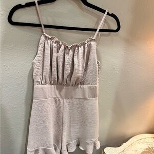 Ruffled Cream Sleeveless Romper